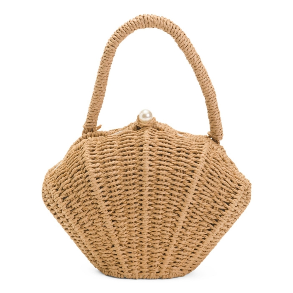 Elegant Tan Woven Handbag